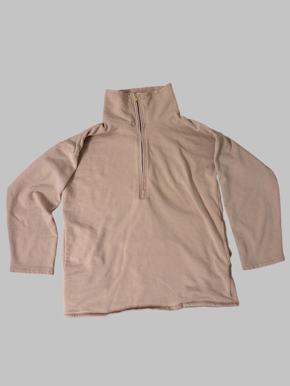 J. Crew 100% Cotton Dusty Pink University Terry Half-Zip Sweatshirt